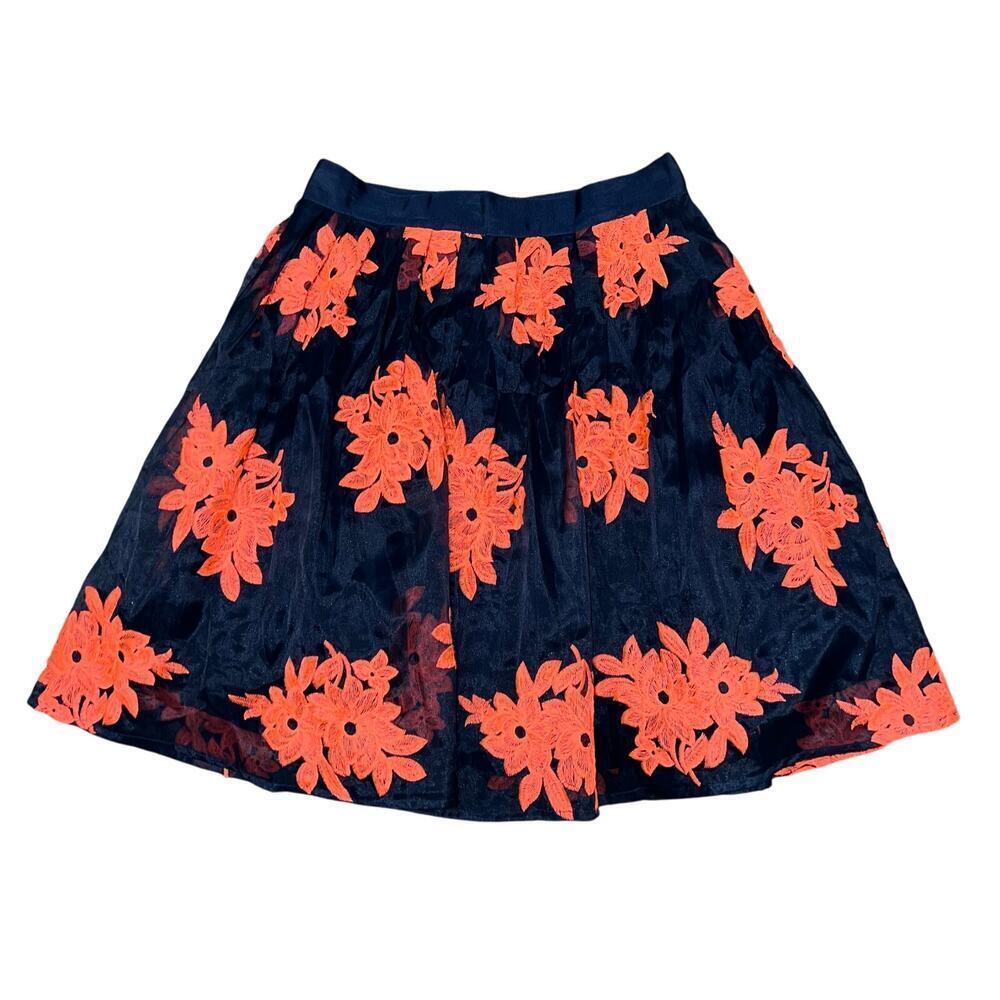 ANTHROPOLOGIE MAEVE Pome Blossom Embroidered Tulle Skirt Size 0
